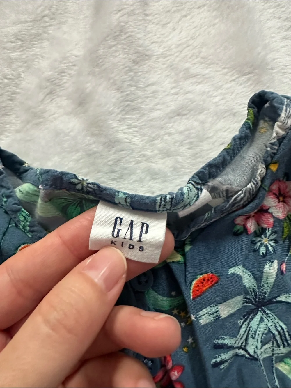 Gap Kids Floral Fit and Flare Dress Blue Cornflower Girls Size XS (4/5) Summer